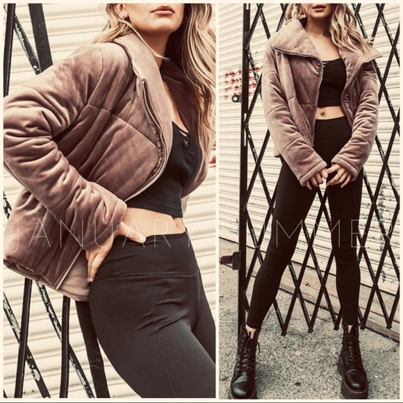 ❄️MOCHA MUSHROOM VELVET PUFFER JACKET - Picture 3 of 10